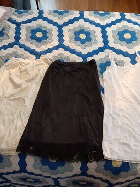 VTG LOT 3 HALF & FULL SLIP IVORY VANITY FAIR BLACK LORRAINE WHITE VANITY FAIR